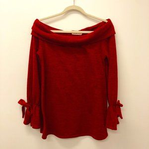Red Off Shoulder Sweater